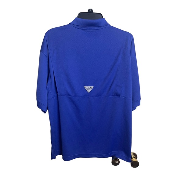 Columbia PFG Blue Knit Vented Fishing Polo Shirt Omni Shade - Picture 4 of 13